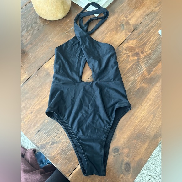 Abercrombie Black One Piece Swimsuit with halter wrap neck - Picture 2 of 4